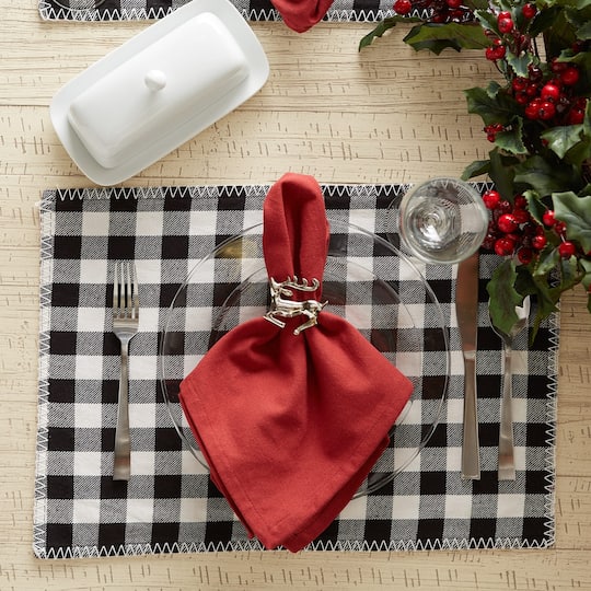 DII® Buffalo Check with Embroidery Placemat Set, 6ct.